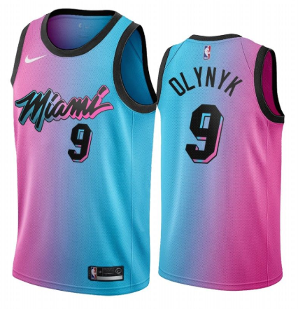 Men's Miami Heat #9 Kelly Olynyk 2020-21 Blue/Pink City Edition Stitched Jersey